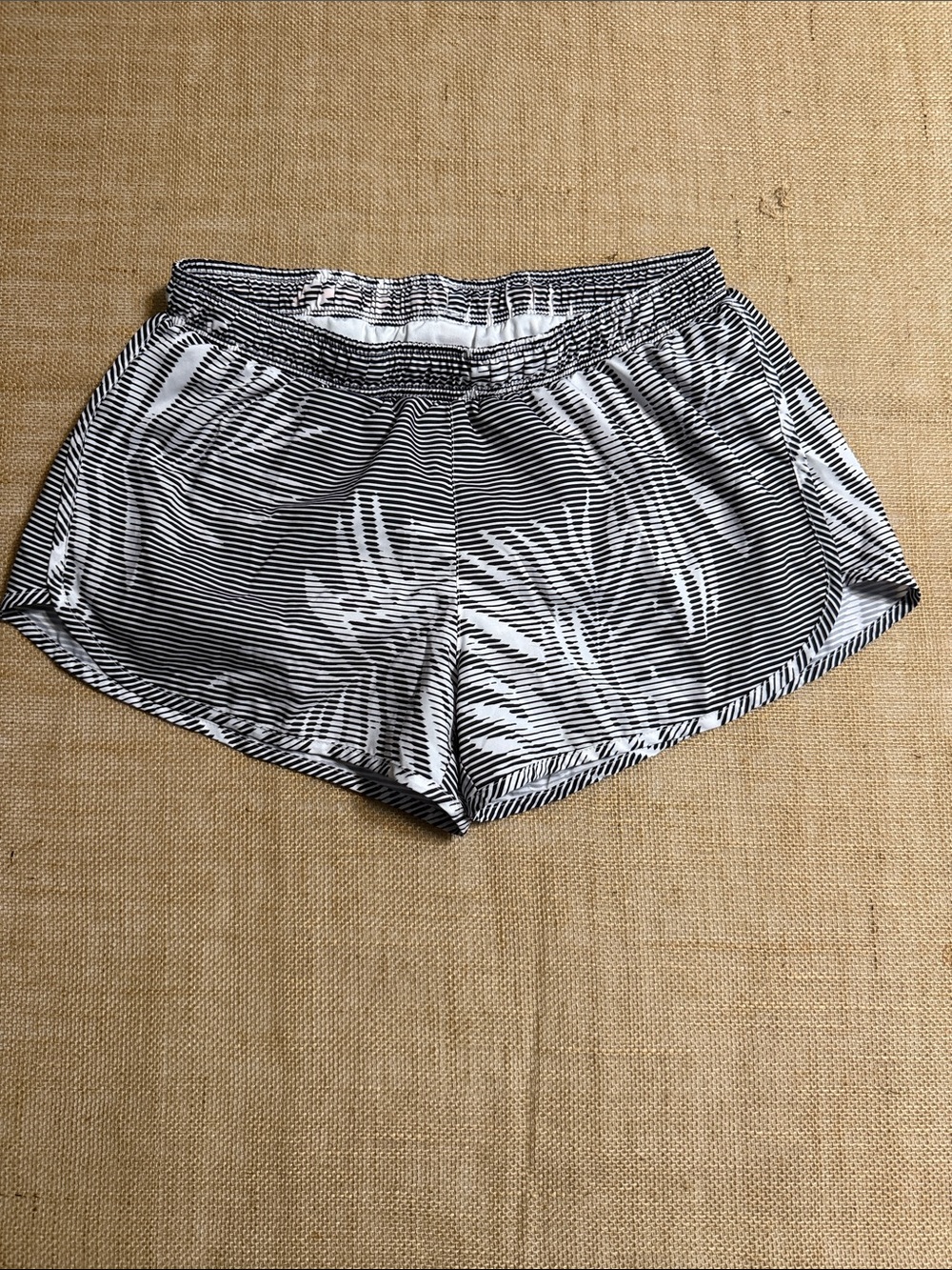 Old Navy Black and White Palm-Print Athletic Shorts
